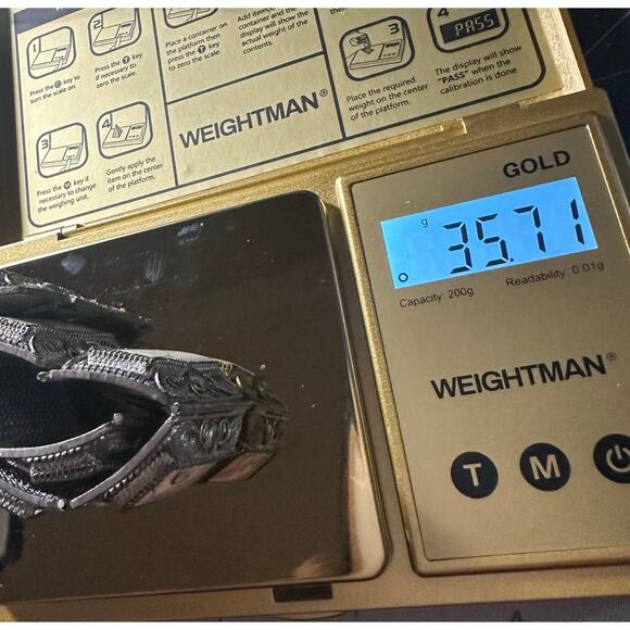 Antique Chinese silver filigree Scrimshaw etched woman ox bone panel bracelet - Picture 12 of 12